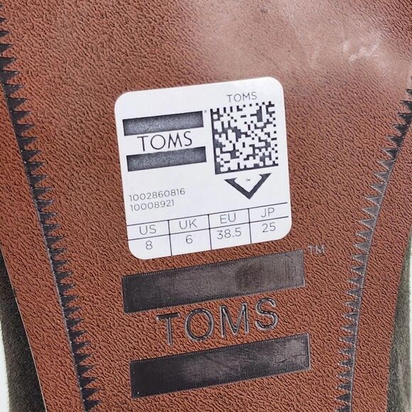 TOMS Leila Tarmac Olive Suede Herringbone Booties US 8 Block Heel Ankle Boots - Picture 11 of 11